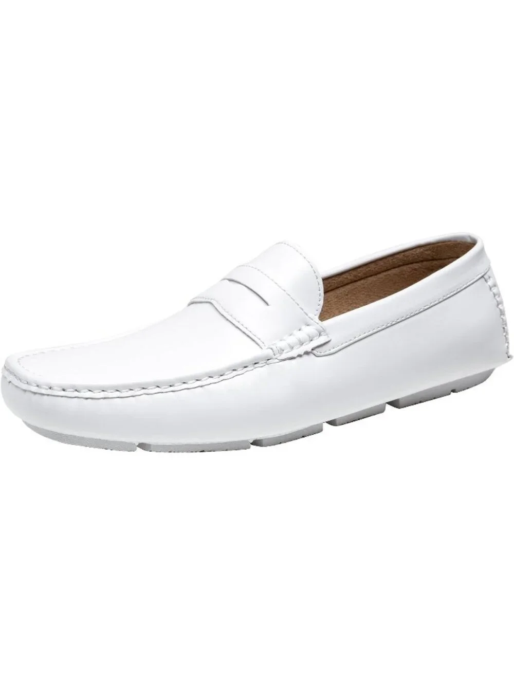Jousen Men's White Classic Penny Loafer Slip On Lightweight Casual Driving Shoes